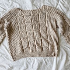 TAHARI Knitted Sweater Shirt Size XL BEIGE